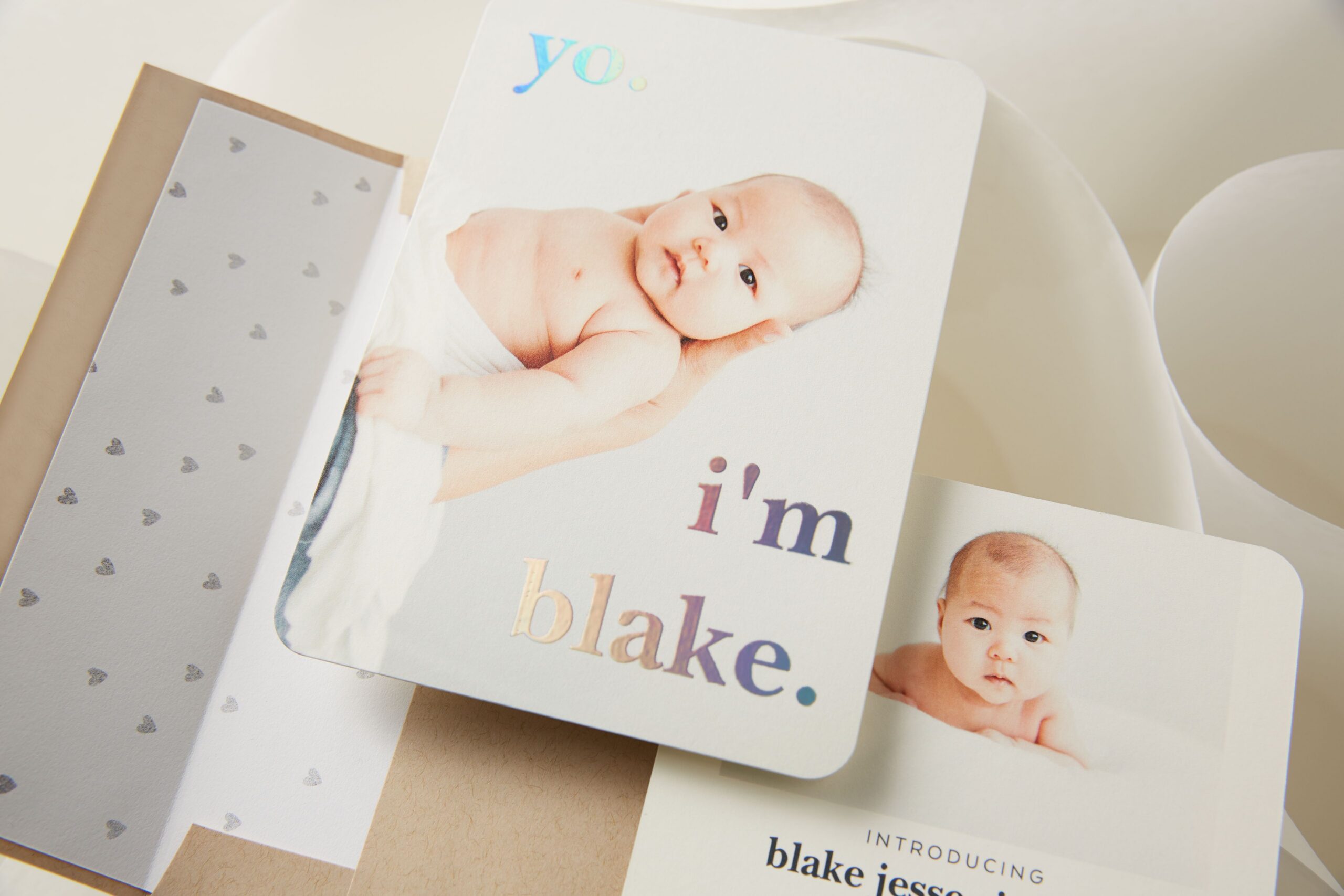 foil birth announcement card
