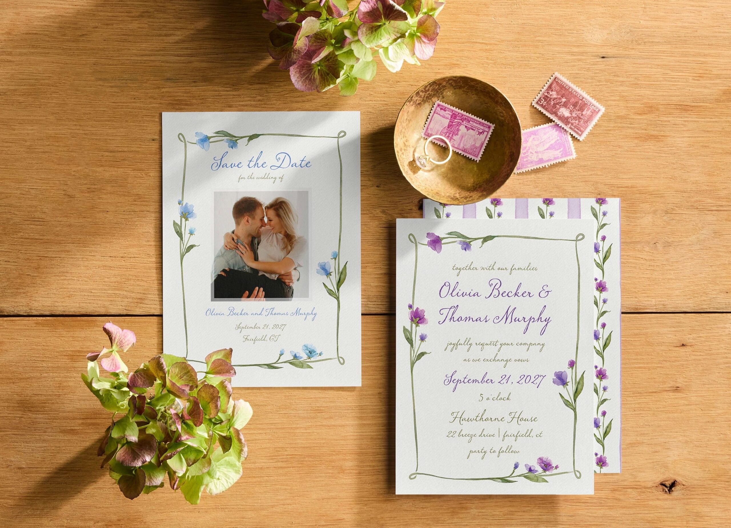 Watercolor Thread Save The Date