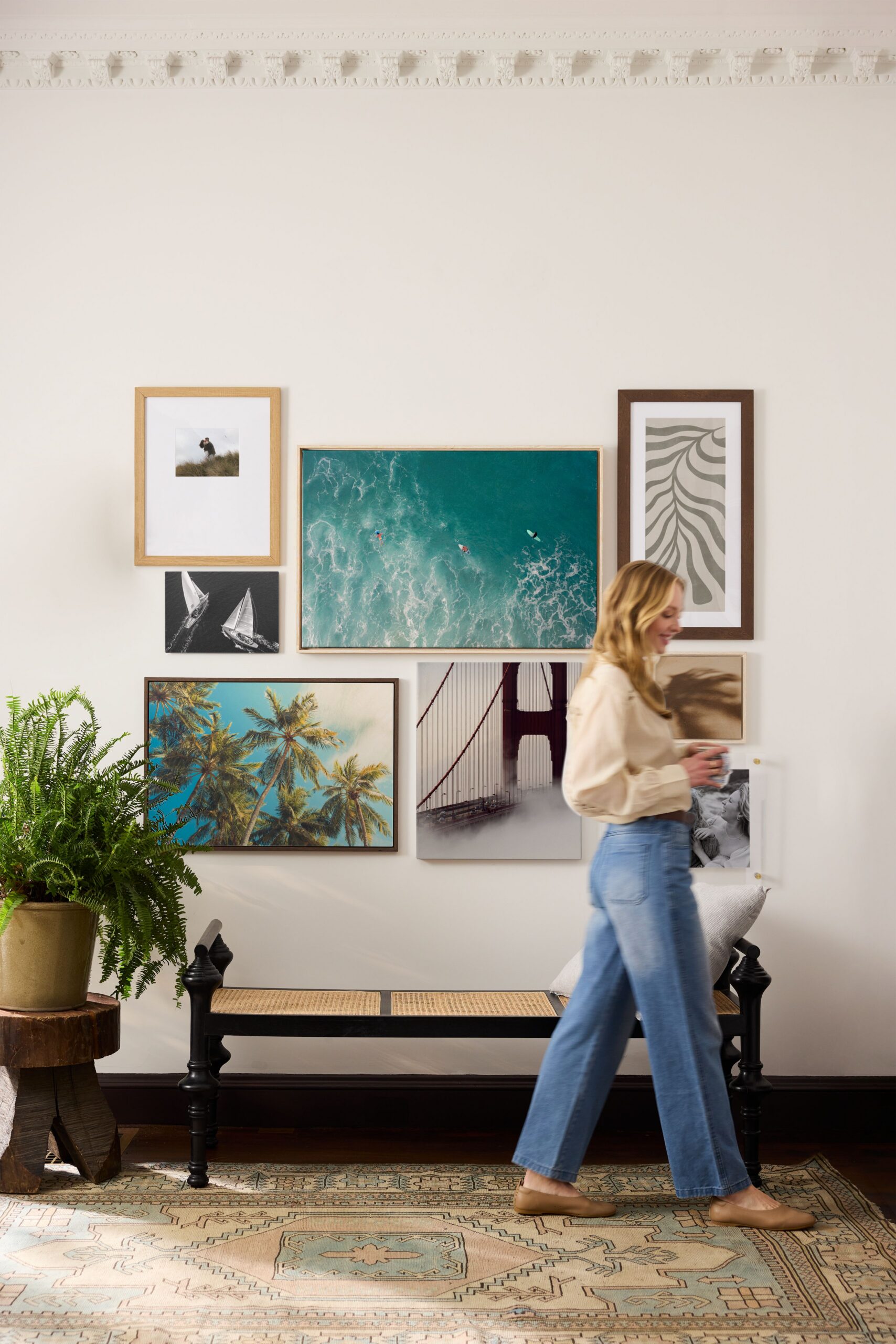 collection of travel photos in a gallery wall