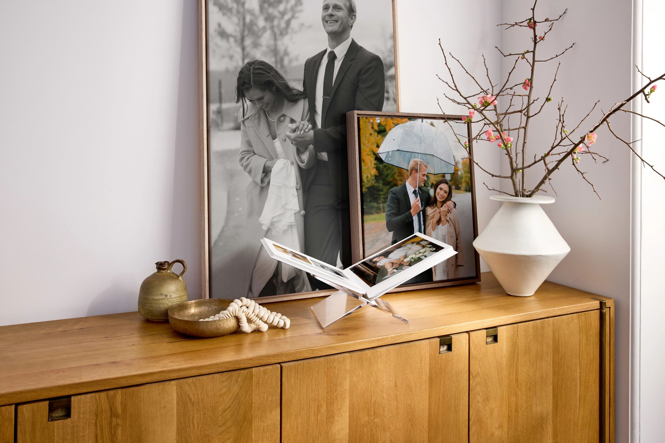 large wall art leaning on table