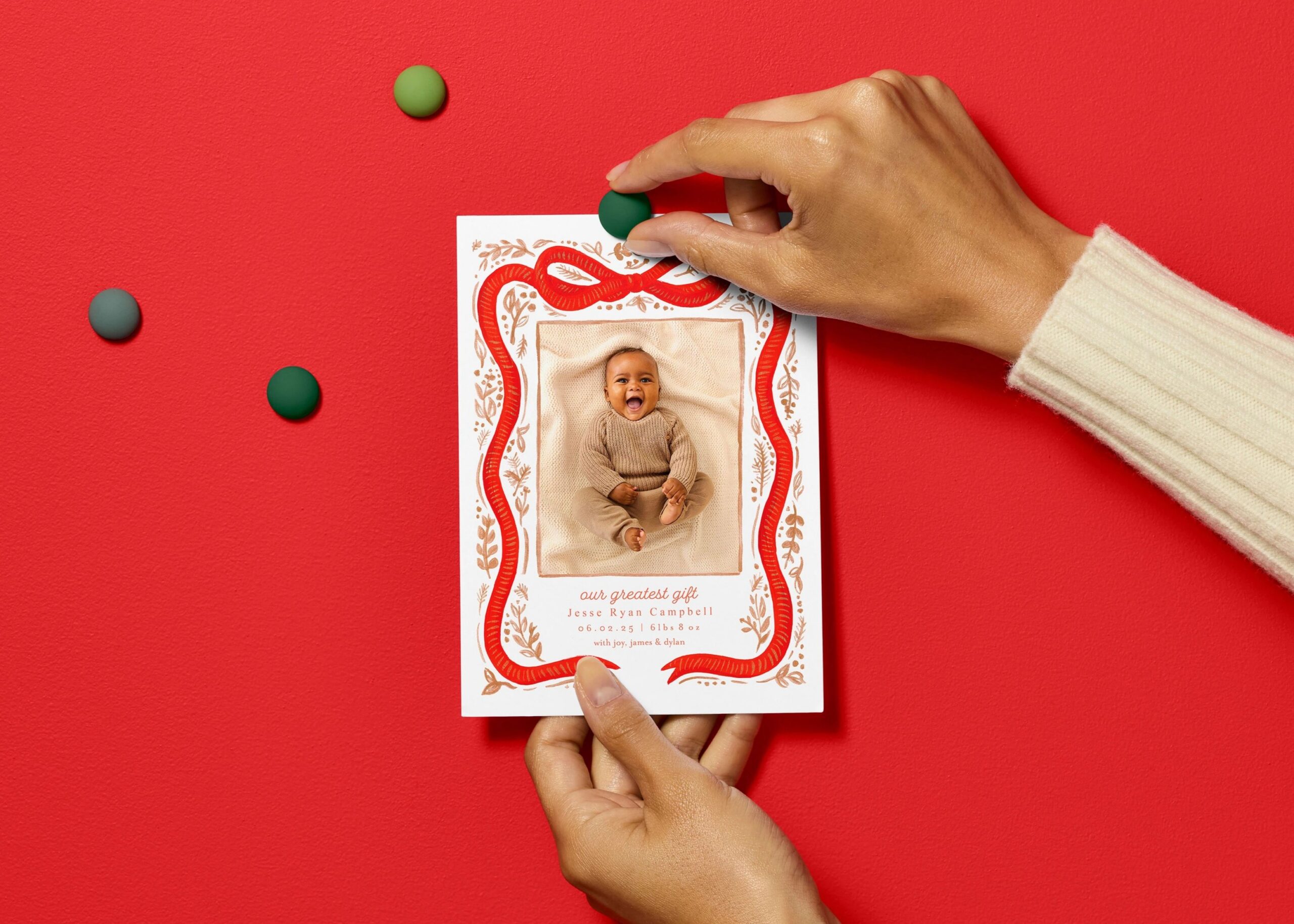 baby's first christmas birth announcement