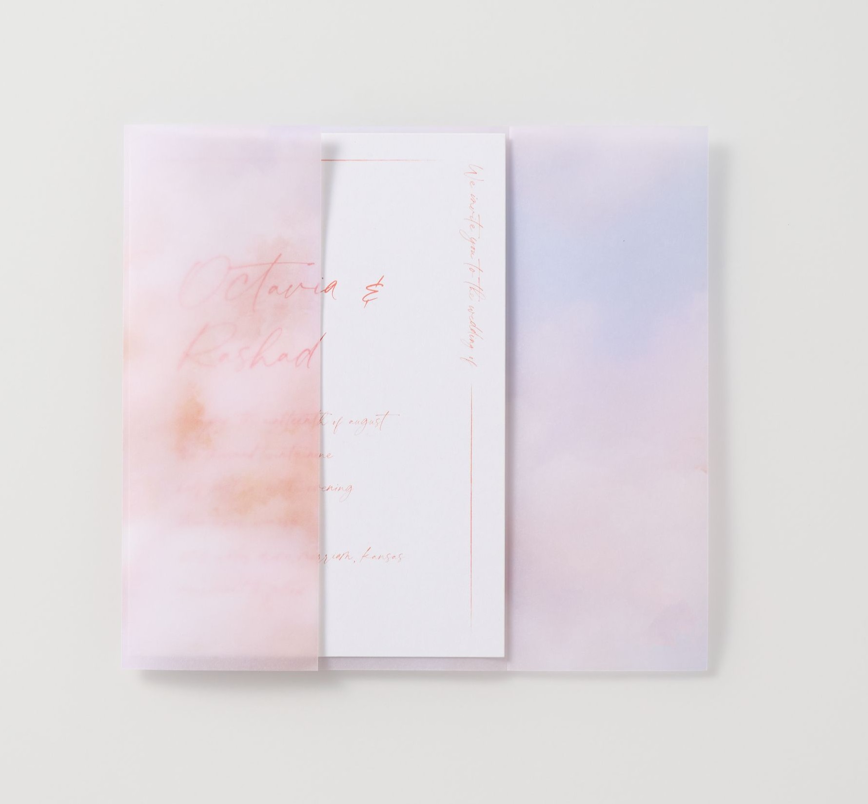 wedding invitation with pink vellum jacket
