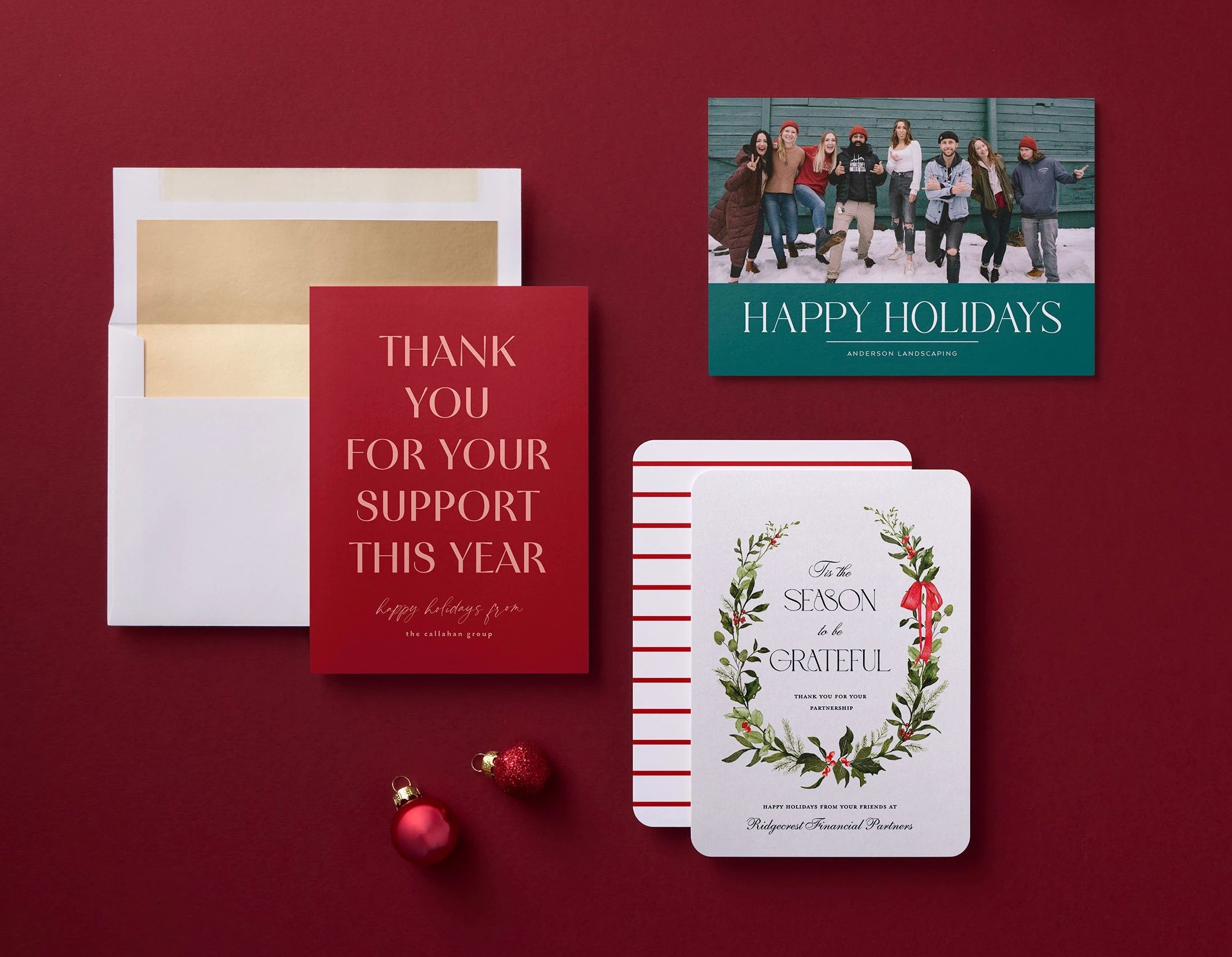 three business holiday cards