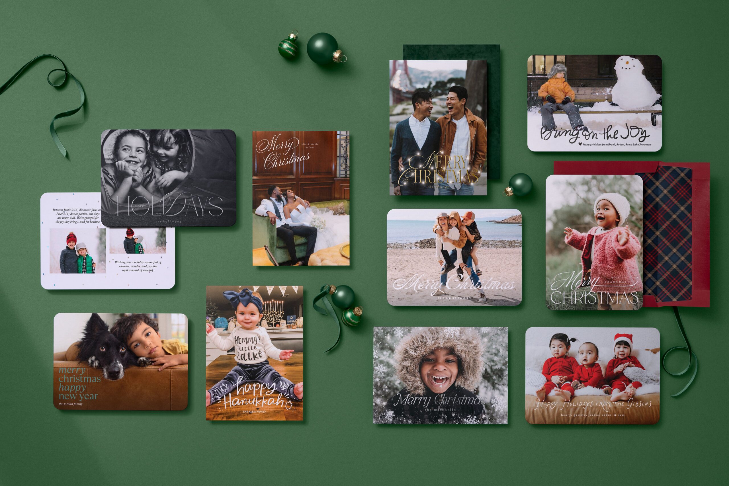 collection of christmas, hanukkah, and holiday cards