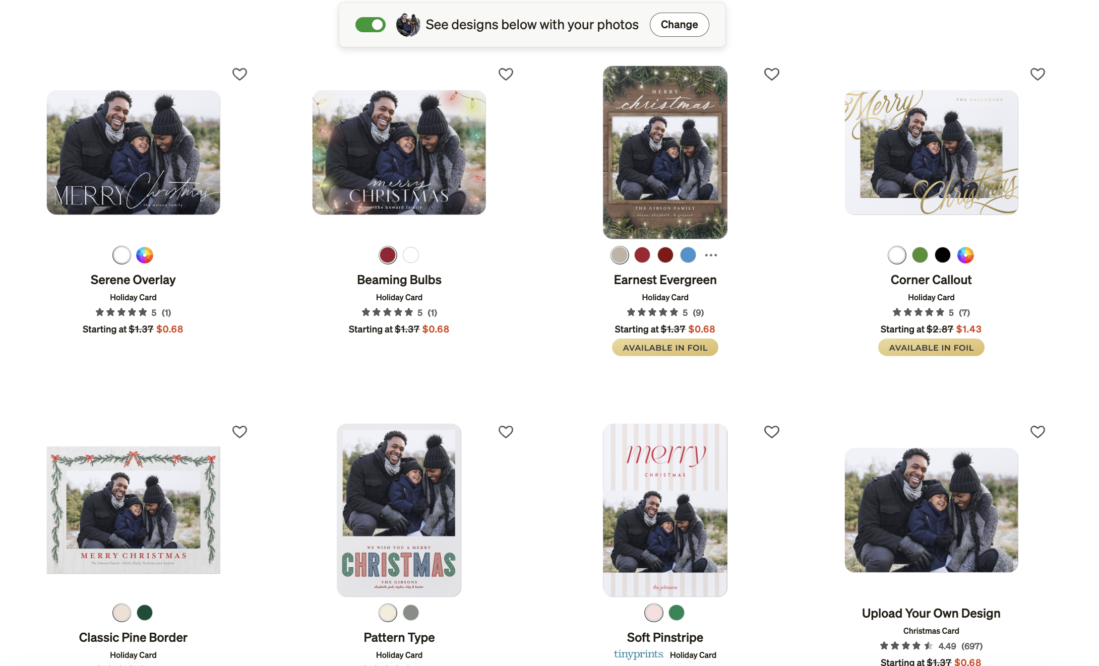 browsing christmas card collection using my photo feature