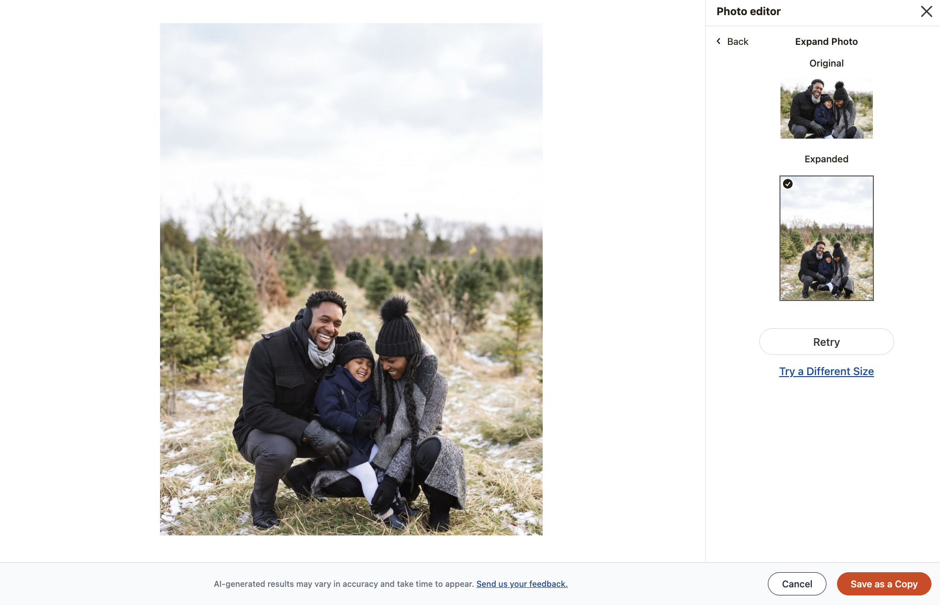 expand photo with ai feature