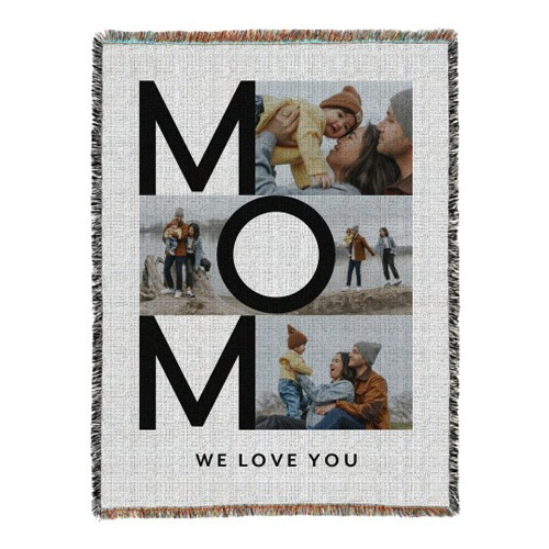 Bold Mom Letters Woven Photo Blanket