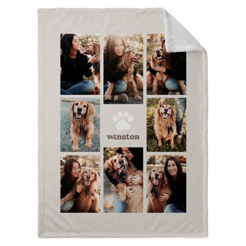 Pet Paw Collage Fleece Photo Blanket