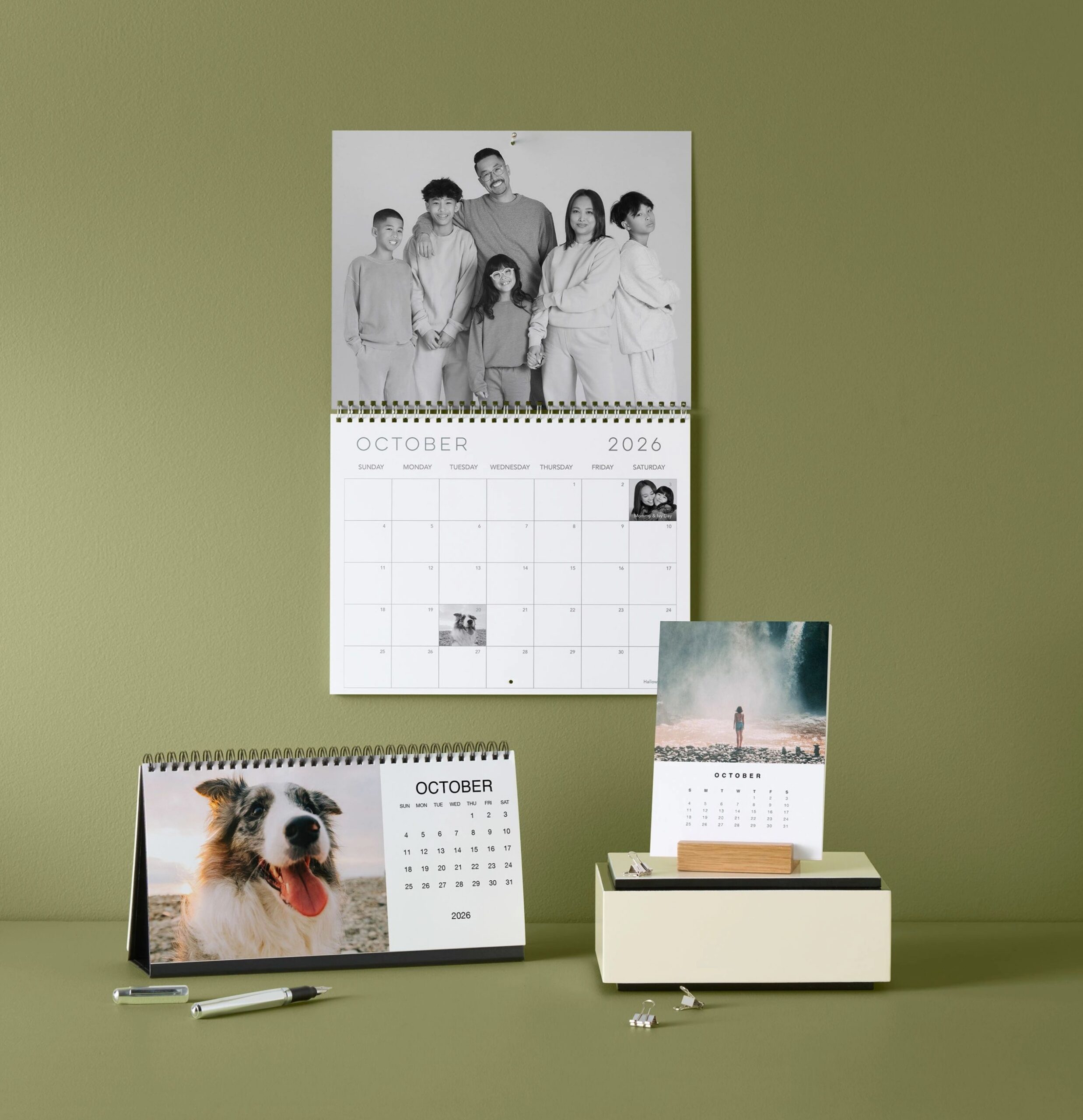 wall calendar, desk calendar, and easel calendar for 2026