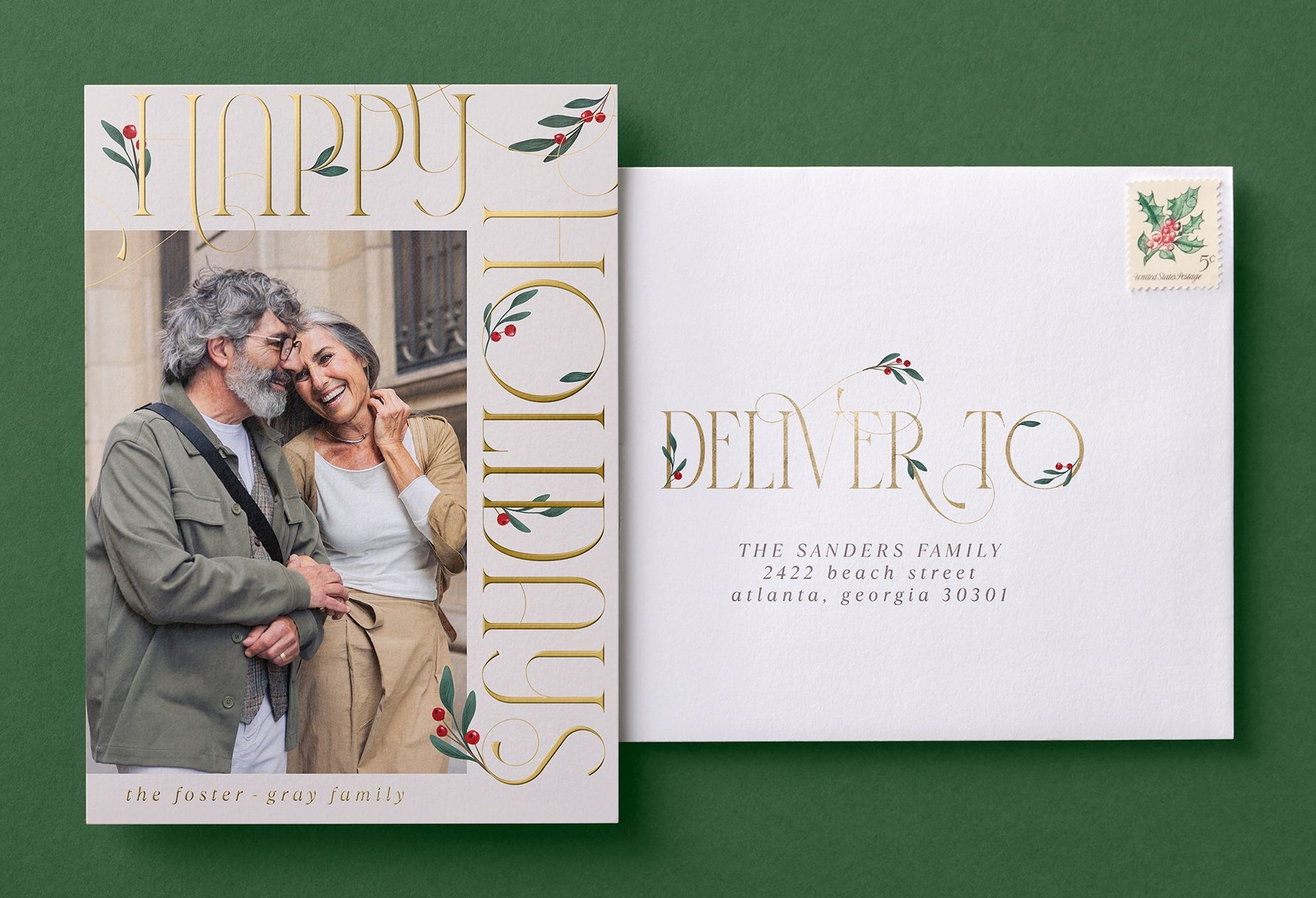 custom envelope addressed for christmas card