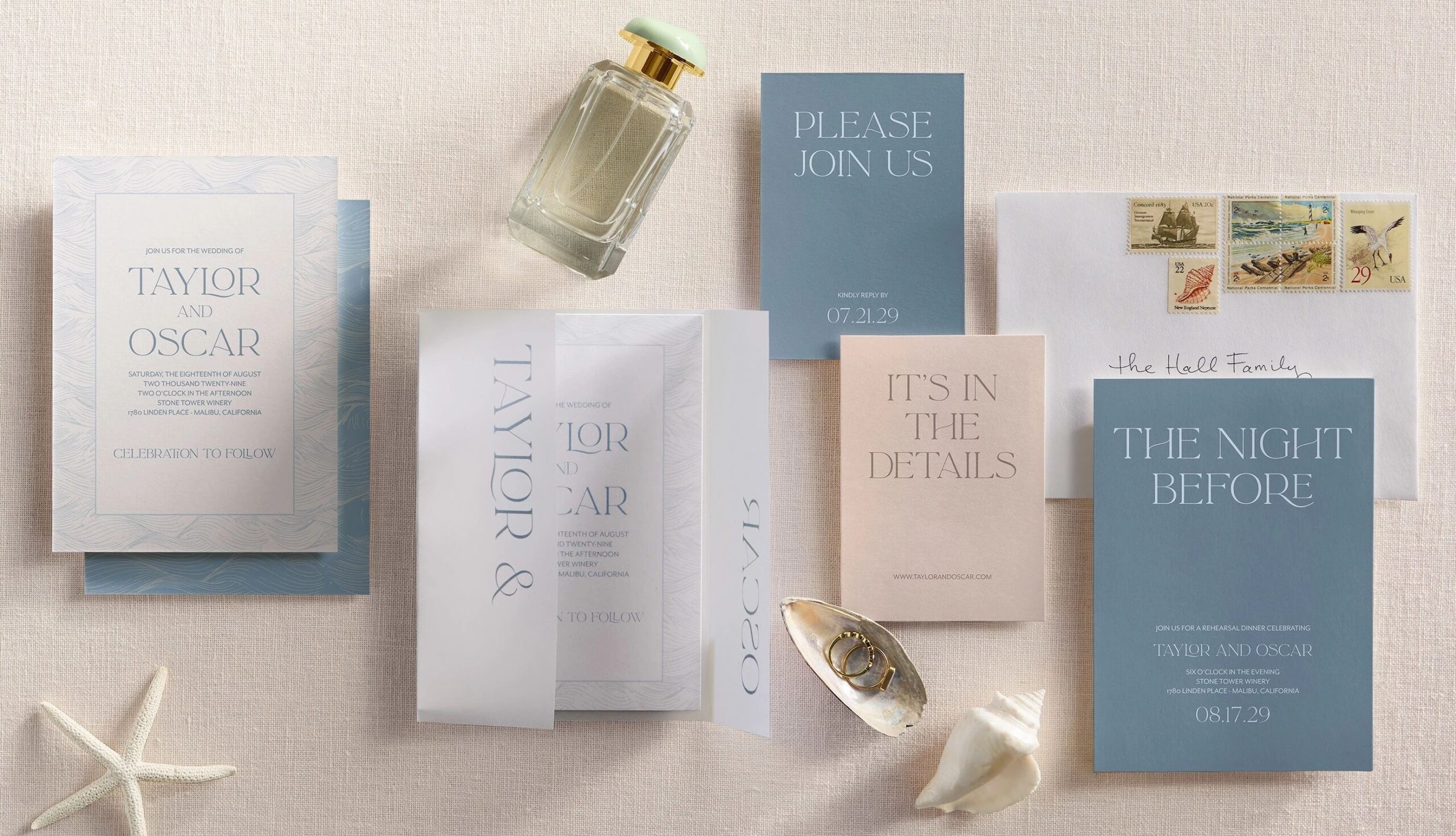 coordinated wedding invitation suite of wedding stationery