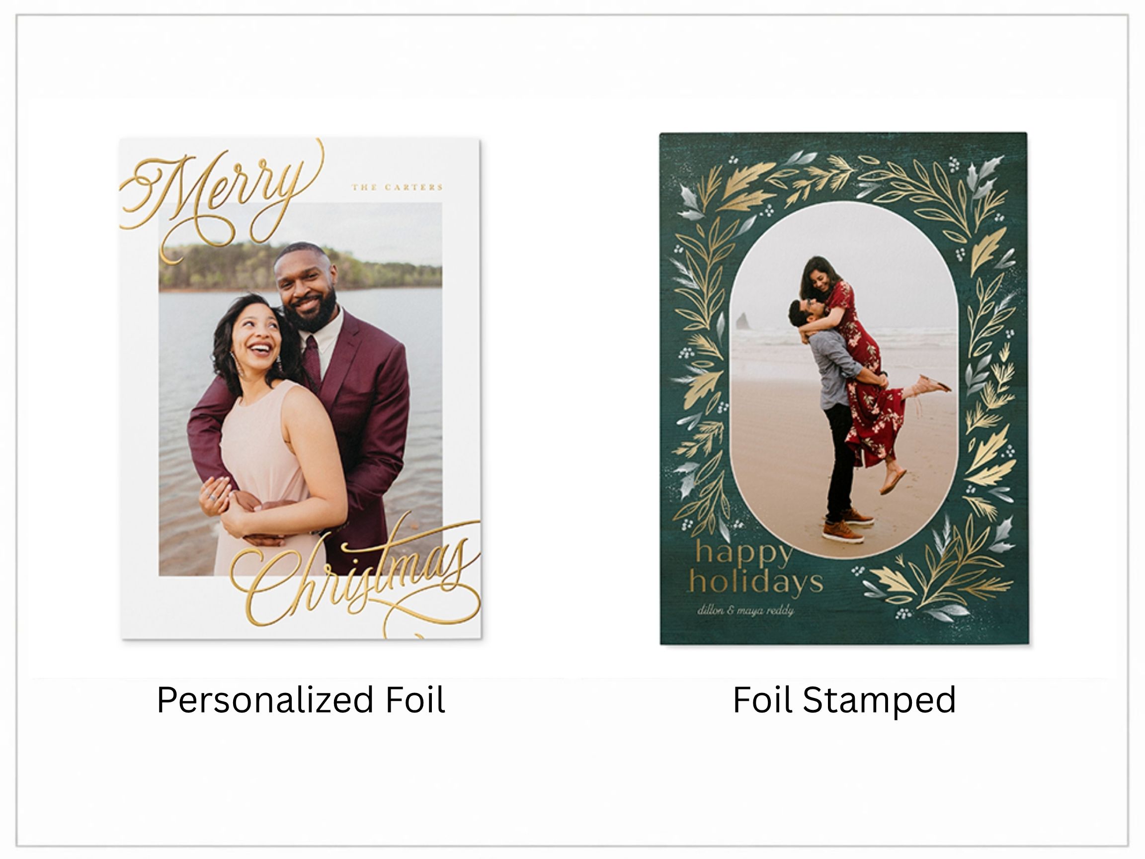personalized foil vs foil stamped christmas cards