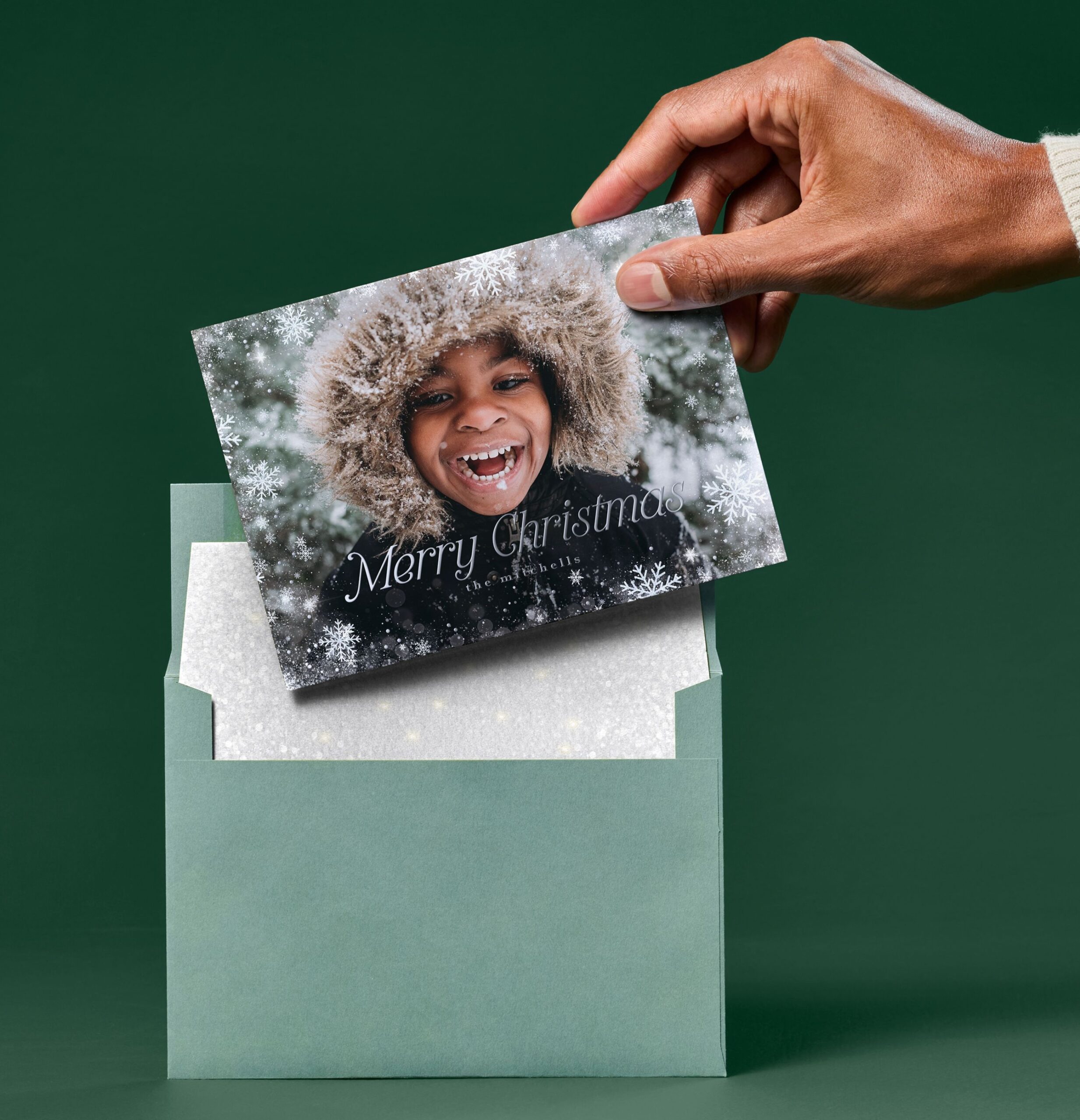 silver foil christmas card