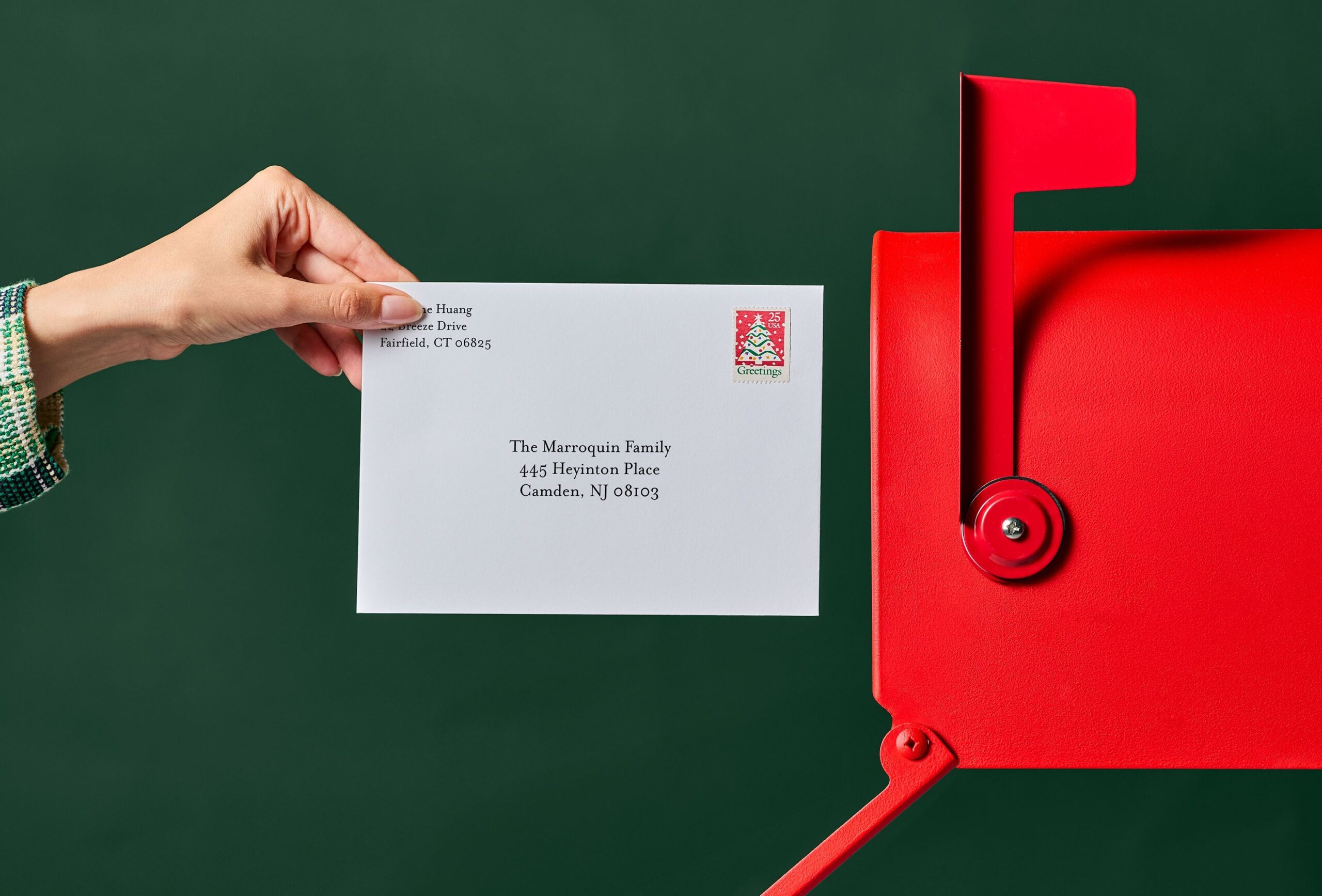 mailing addressed christmas card