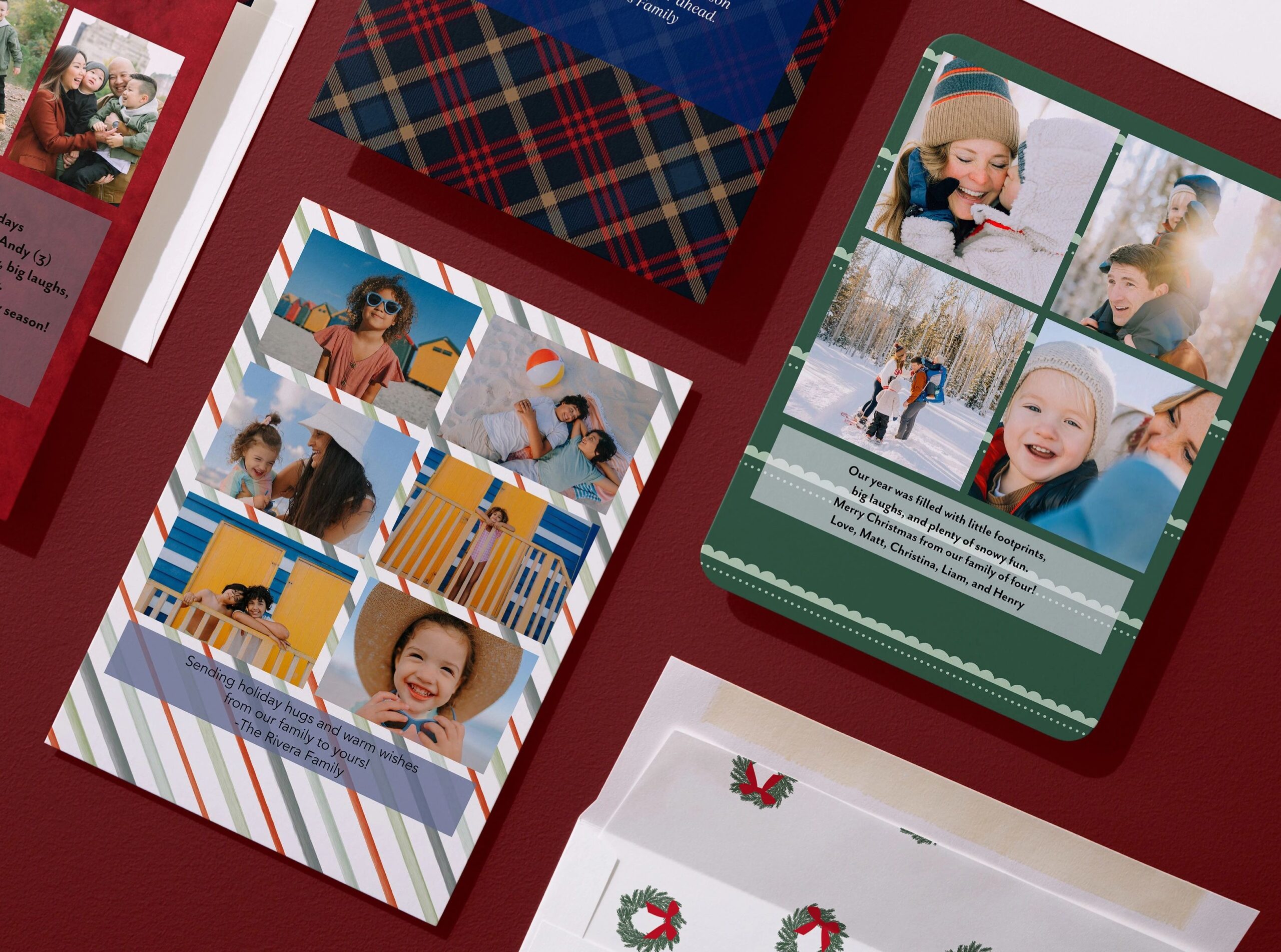 back of christmas card design with multiple photos