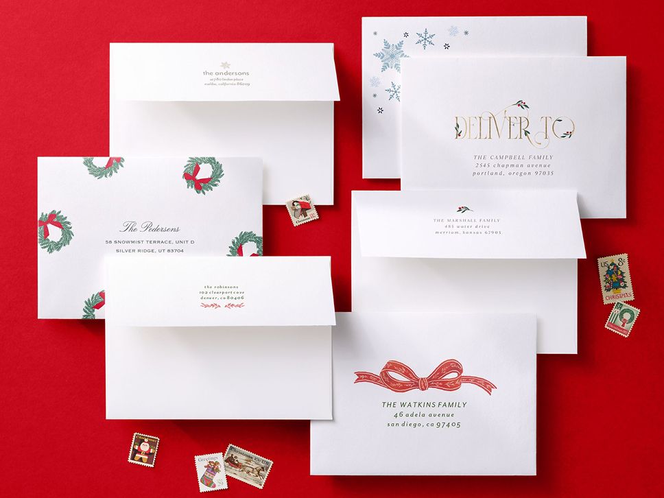 custom envelopes and address printing for christmas cards