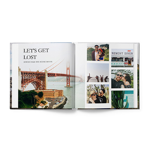 travel photo book with adventures of a couple