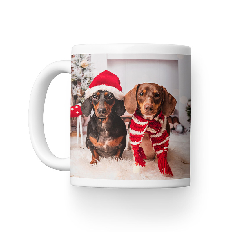 photo mug with picture of two dogs